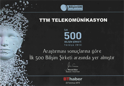 ttm telekom ilk 500 bilişim şirketi arasında