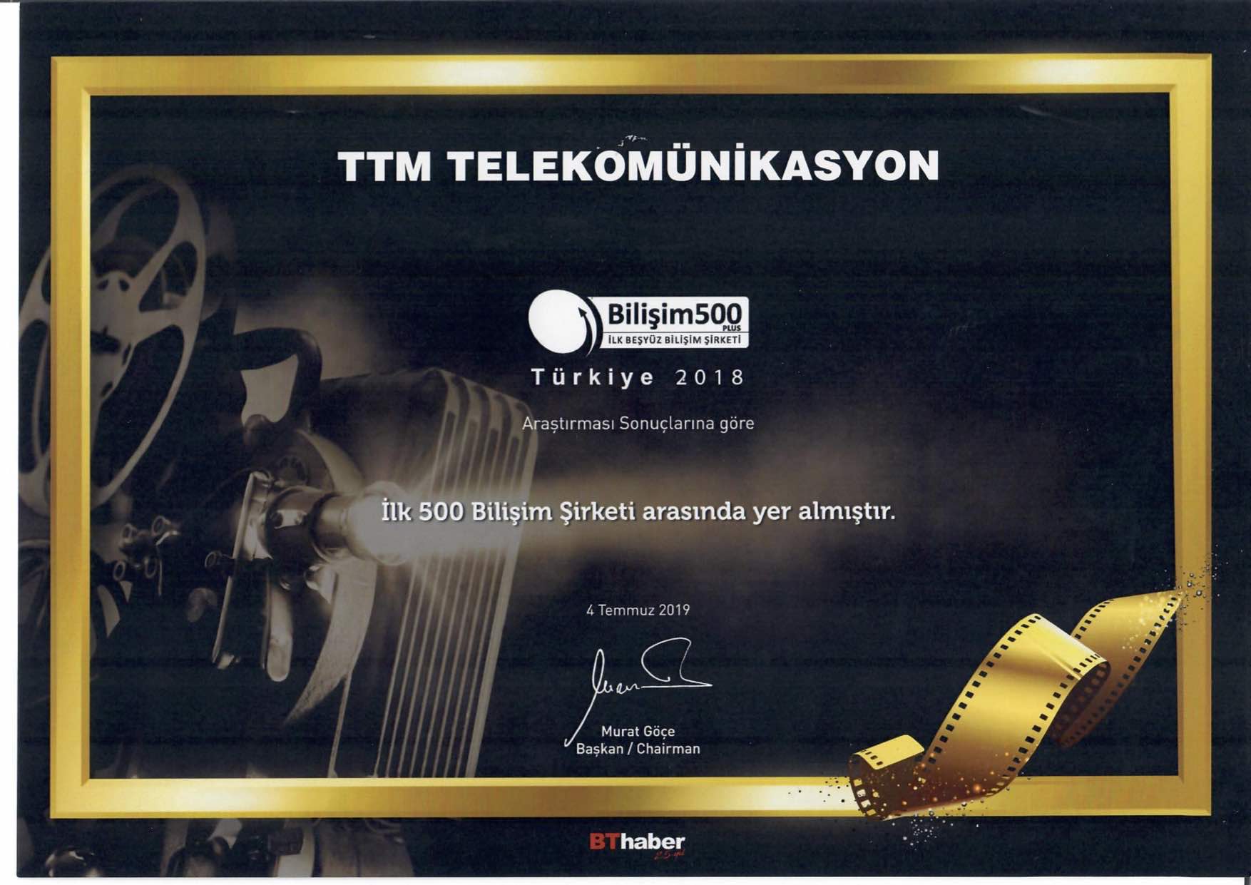 TTM TELEKOM ilk 500 biliim irketi arasnda